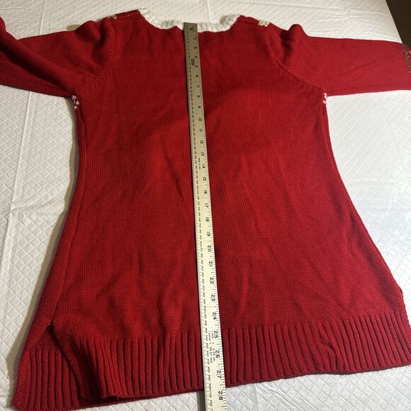 Merry & Bright Ugly Christmas Sweater #Elfies Women's Medium‎ Red Green Cream - Picture 8 of 9